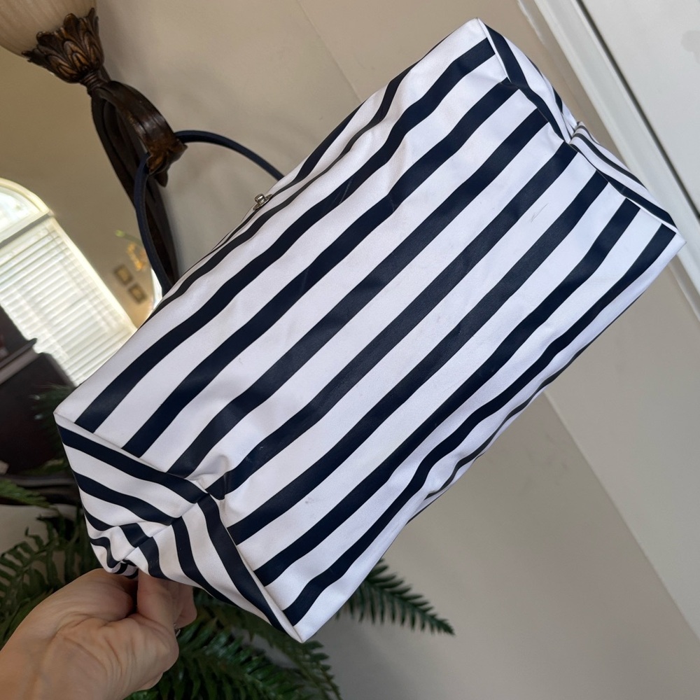 Longchamp Le Pliage Mariniere Zippered Shoulder Tote Blue White Nautical Stripes - Picture 7 of 16